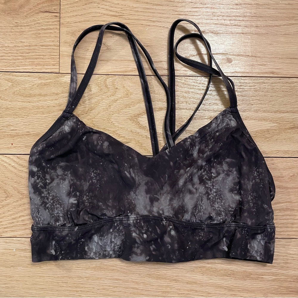 Gray tie dye crossback sports bra